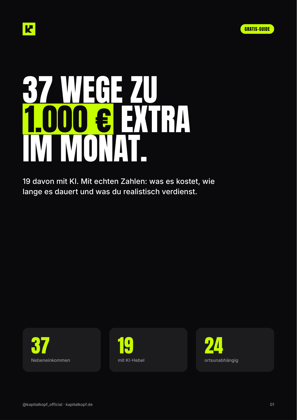 Cover des Guides: 37 Wege zu 1.000 € extra im Monat